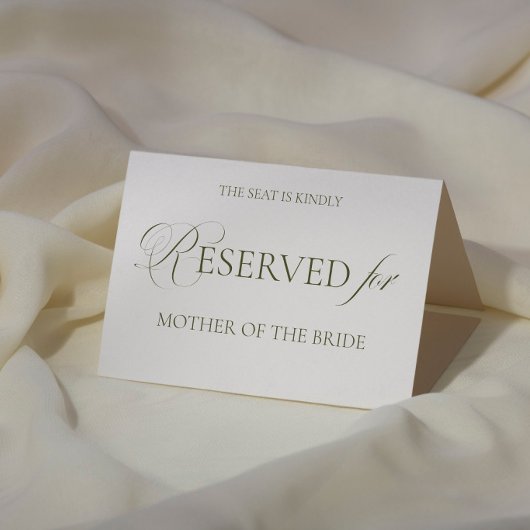 White and Green Wedding Reserved Place Card カード