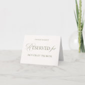 White and Green Wedding Reserved Place Card カード (正面)
