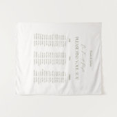 White and Green Wedding Seating Chart Fabric タペストリー (正面(横))