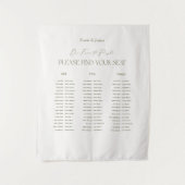 White and Green Wedding Seating Chart Fabric タペストリー (正面)