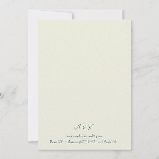 White And Green Wildflowers Geometric Wedding 招待状 (裏面)