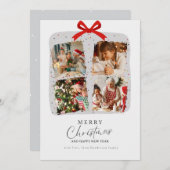 White and Grey Family Christmas  Photo Card シーズンカード (正面/裏面)