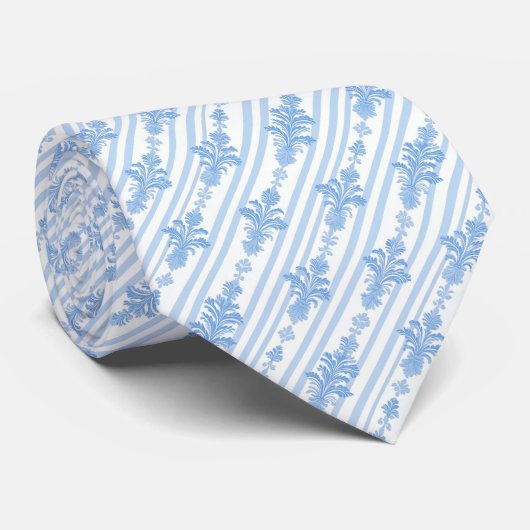 White and light blue pattern neck tie ネクタイ (ロール)