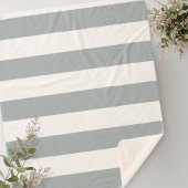 White and Light Blue Striped Sherpa Throw Blanket  シェルパブランケット