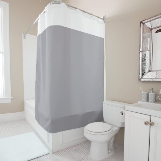 White and Light Grey Two Tone Shower Curtain シャワーカーテン (インサイチュ)