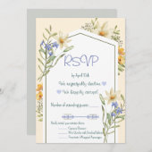 White And Lilac Wildflowers Geometric RSVP Card 招待状 (正面/裏面)