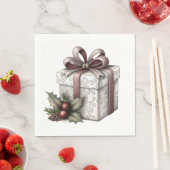 WHITE AND MAUVE HOLIDAY CHRISTMAS THEME スタンダードランチョンナプキン (インサイチュ)