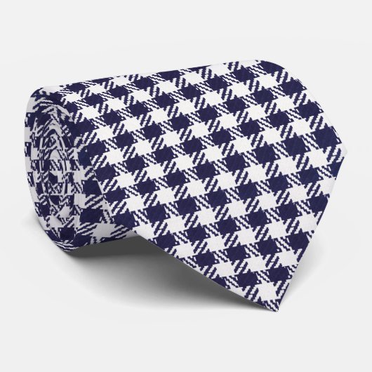 White and navy blue houndstooth  ネクタイ (ロール)