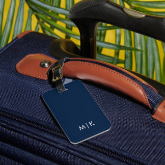  White and Navy Blue Modern Monogram Luggage Tag ラゲッジタグ