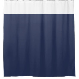 White and Navy Blue Two Tone Shower Curtain シャワーカーテン