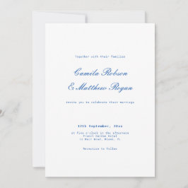 White and Navy Blue Wedding 招待状