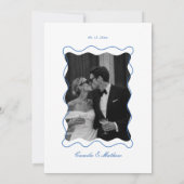 White and Navy Blue Wedding 招待状 (裏面)