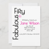 White and Pink 50th Birthday Invitation 招待状 (正面)