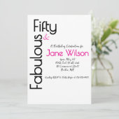 White and Pink 50th Birthday Invitation 招待状 (スタンド正面)