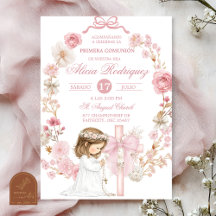 White and Pink Bow Coquette First Holy Communion I
