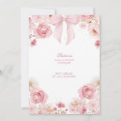 White and Pink Bow Coquette First Holy Communion I 招待状 (裏面)