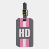White and Pink striped Shadow Monogram bridesmaid ラゲッジタグ (正面縦)