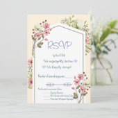 White And Pink Wildflowers Geometric RSVP Card 招待状 (スタンド正面)