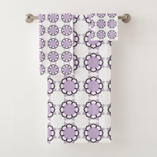 White and purple geometric mandala pattern Towel バスタオルセット (インサイチュ)