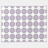 White and purple geometric mandala pattern Towel フリースブランケット (正面(横))