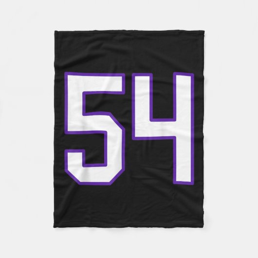 White And Purple Number 54 Jersey Player Uniform # フリースブランケット (正面)