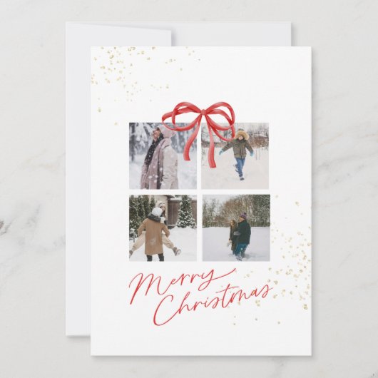 White and Red Aesthetic Family Christmas Card セーブザデート (正面)