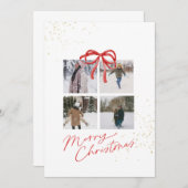 White and Red Aesthetic Family Christmas Card セーブザデート (正面/裏面)