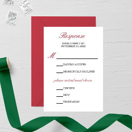 White and Red Calligraphy Wedding RSVP Card