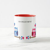 White and Red Ceramic Mug with Romantic Owl Couple マグカップ (中央)