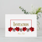 White and Red Poinsettias Foil Invitation 箔招待状 (立ち正面)