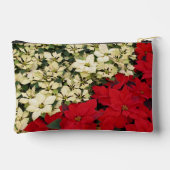 White and Red Poinsettias I Holiday Floral アクセサリーポーチ (裏面)