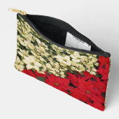 White and Red Poinsettias I Holiday Floral アクセサリーポーチ (見開き)