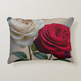 White and Red Rose Home Decor Pillow アクセントクッション