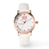 White and Rose Personalized Custom Monogram Elegan 腕時計 (正面)