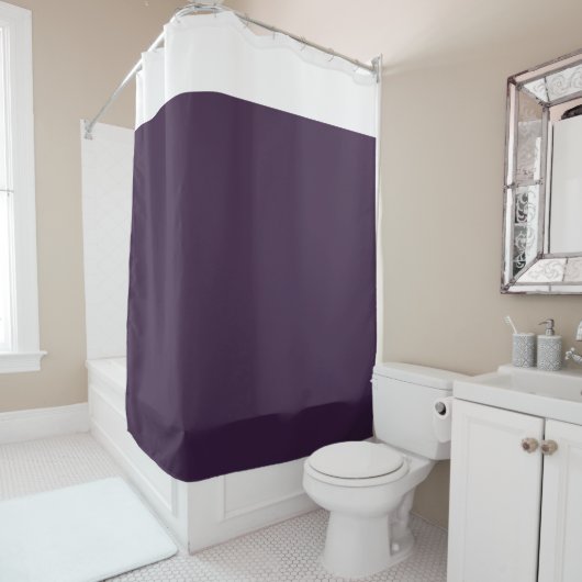 White and Royal Purple Two Tone Shower Curtain シャワーカーテン (インサイチュ)