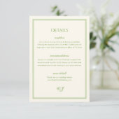 White and Sage Green Wedding Details エンクロージャーカード (スタンド正面)