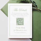 White and Sage Green Wedding Details Qr Code エンクロージャーカード