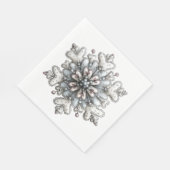 WHITE AND SILVER HOLIDAY WINTER SNOWFLAKES スタンダードランチョンナプキン (角)