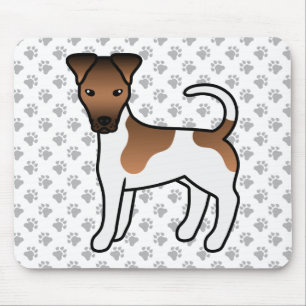 White And Tan Smooth Fox Terrier Cute Cartoon Dog マウスパッド