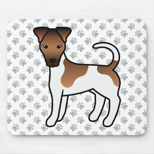 White And Tan Smooth Fox Terrier Cute Cartoon Dog マウスパッド (正面)