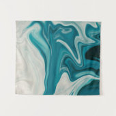 White and teal abstract painting タペストリー (正面(横))