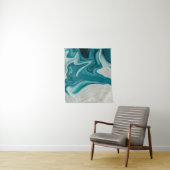 White and teal abstract painting タペストリー (インサイチュ)