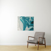 White and teal abstract painting タペストリー (インサイチュ(横))