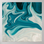 White and teal abstract painting ポスター (正面)