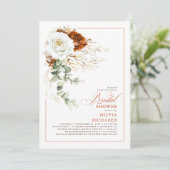 White and Terracotta Floral Fall Bridal Shower 招待状 (スタンド正面)