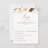 White and Terracotta Flowers Wedding RSVP (正面)
