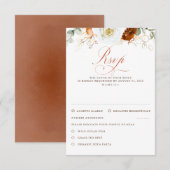 White and Terracotta Flowers Wedding RSVP (正面/裏面)
