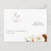 White and Terracotta Wedding RSVP Postcard ポストカード (裏面)