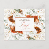 White and Terracotta Wedding RSVP Postcard ポストカード (正面)