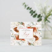 White and Terracotta Wedding RSVP Postcard ポストカード (スタンド正面)